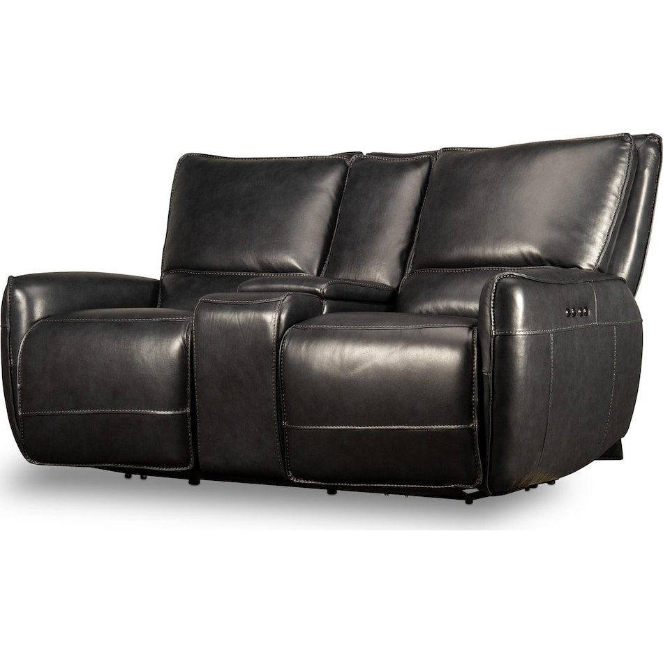 ursula blackberry power leather reclining console loveseat   