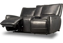 ursula blackberry power leather reclining console loveseat   