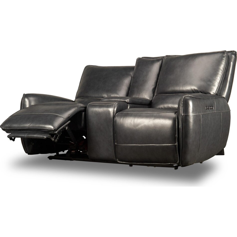 ursula blackberry power leather reclining console loveseat   