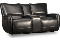 ursula blackberry power leather reclining console loveseat   