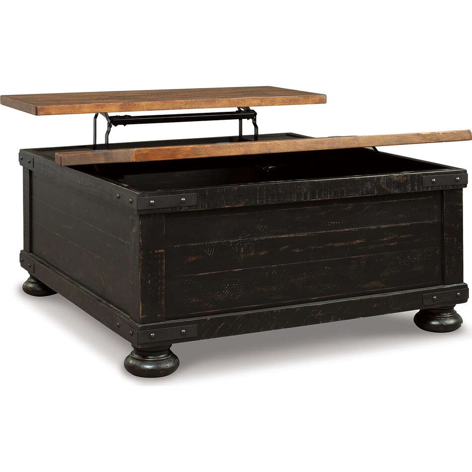 valebeck brown black end table   