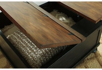 valebeck brown black end table   