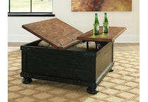 valebeck brown black end table   