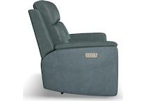 valor blue power leather reclining console loveseat   