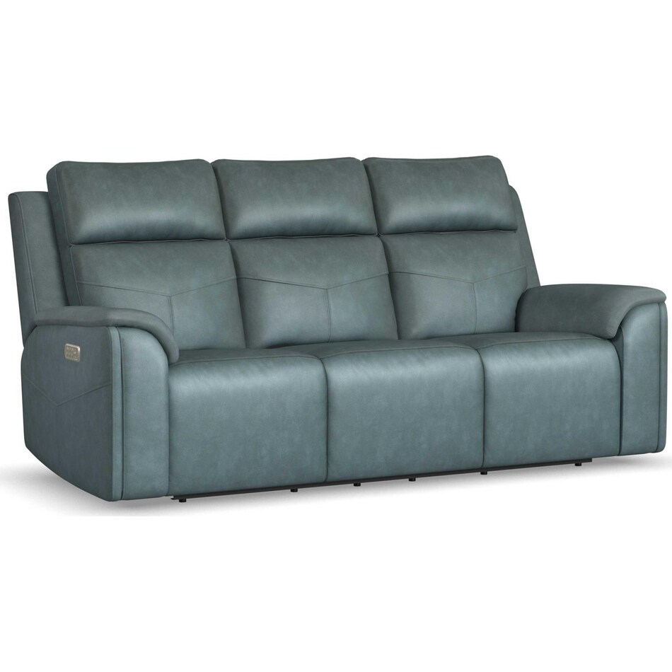 valor blue power leather reclining sofa   