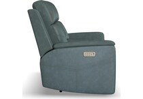 valor blue power reclining console loveseat   