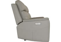 valor dove grey power leather reclining console loveseat   