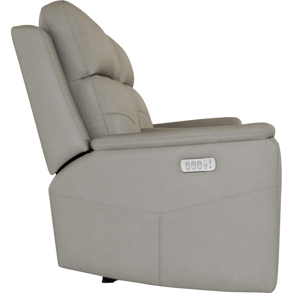 valor dove grey power leather reclining console loveseat   
