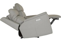 valor dove grey power leather reclining console loveseat   