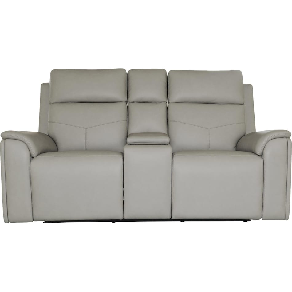 valor dove grey power reclining console loveseat   