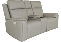 valor dove grey power reclining console loveseat   