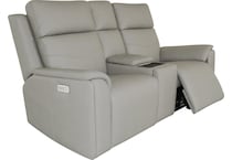 valor dove grey power reclining console loveseat   