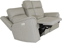 valor dove grey power reclining console loveseat   