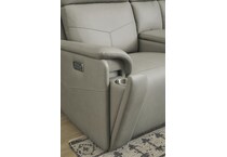 valor grey power leather reclining console loveseat   