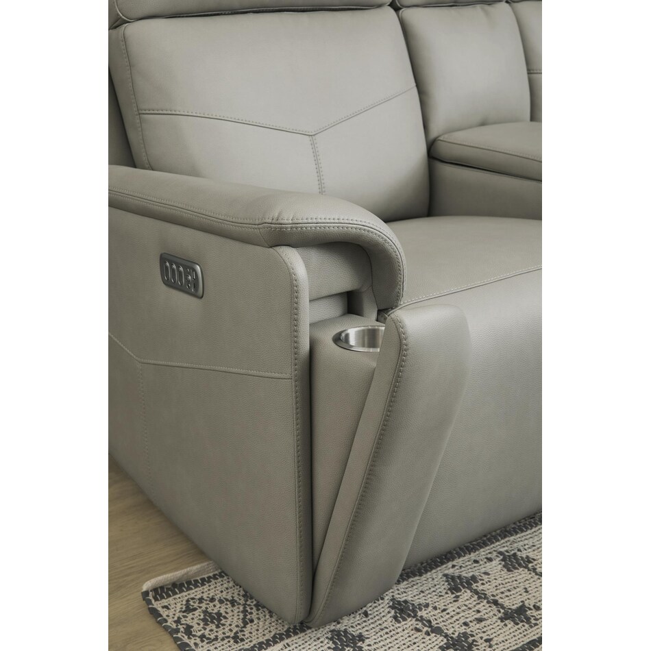 valor grey power leather reclining console loveseat   