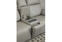 valor grey power leather reclining console loveseat   