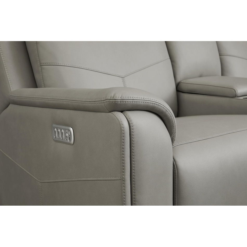 valor grey power leather reclining console loveseat   