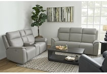 valor grey power leather reclining console loveseat   