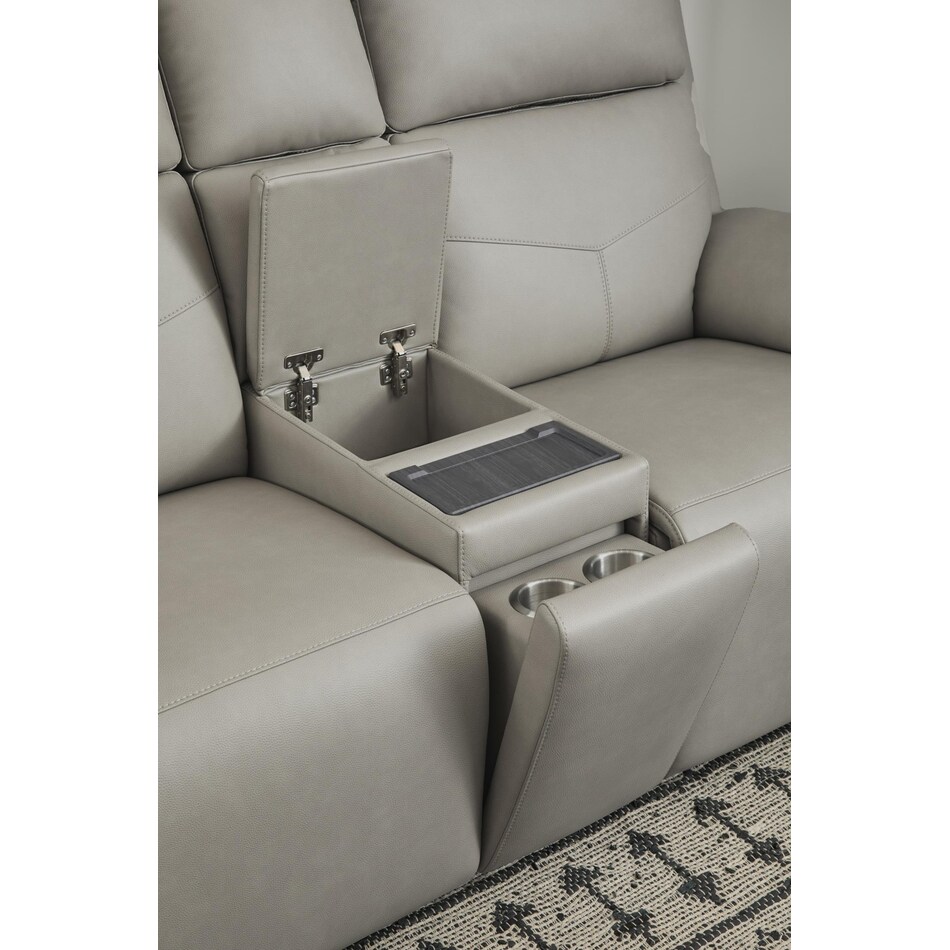 valor grey power reclining console loveseat   