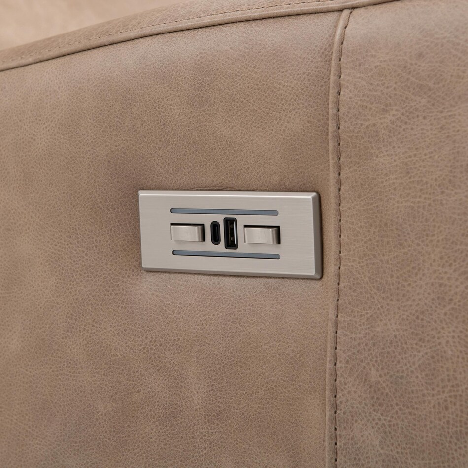 ventura beige power leather recliner   