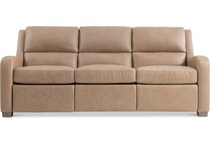 ventura tan power leather reclining sofa   