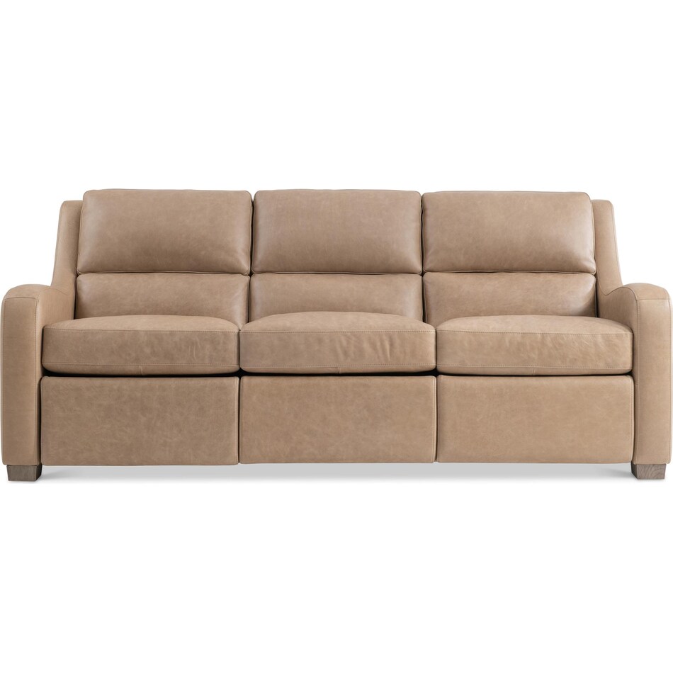 ventura tan power leather reclining sofa   