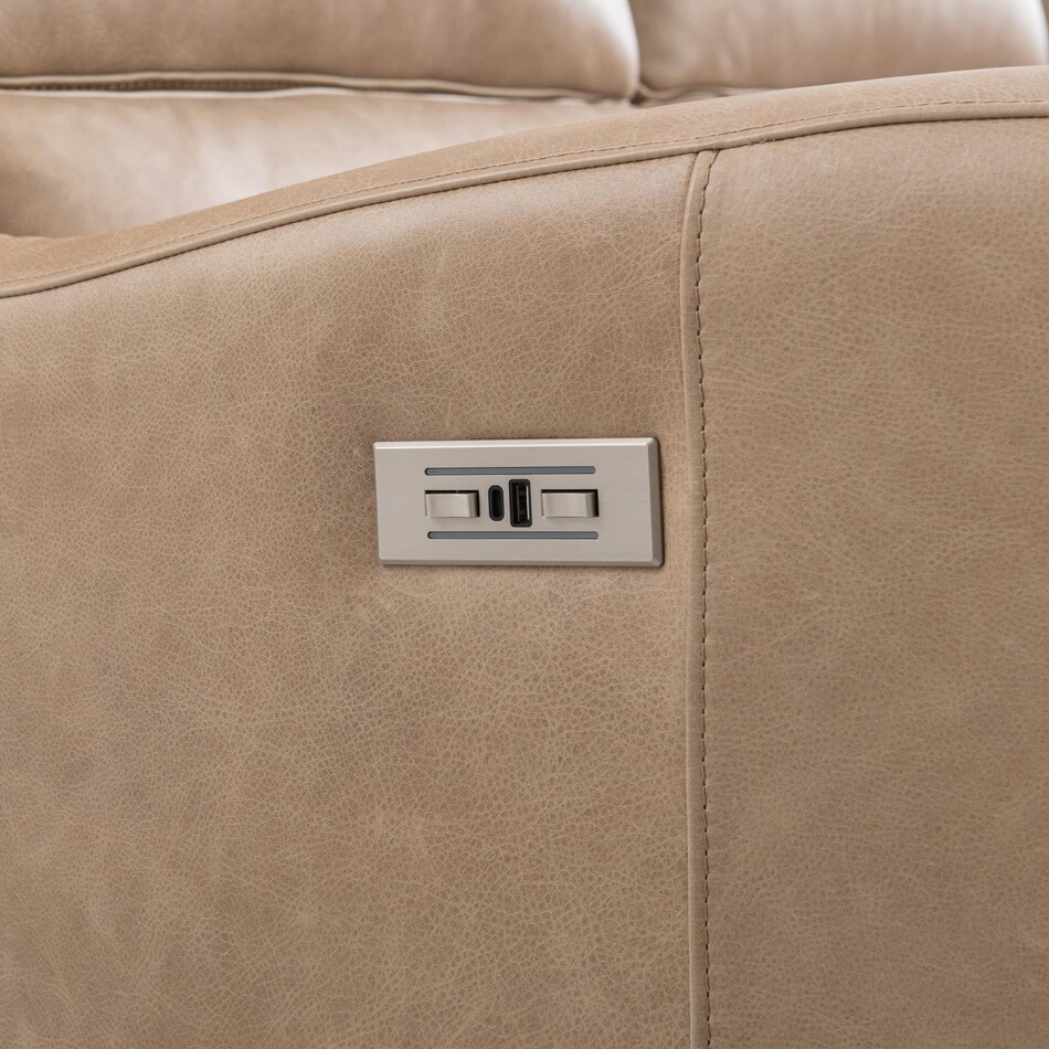 ventura tan power leather reclining sofa   