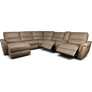 VENUS 6-PC LEATHER POWER RECLINING SECTIONAL