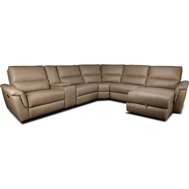 VENUS 6-PC LEATHER POWER RECLINING SECTIONAL
