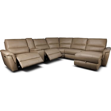 VENUS 6-PC LEATHER POWER RECLINING SECTIONAL