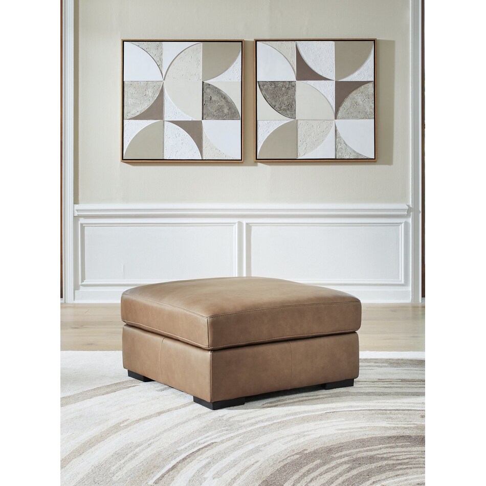veronella tan leather ottoman   