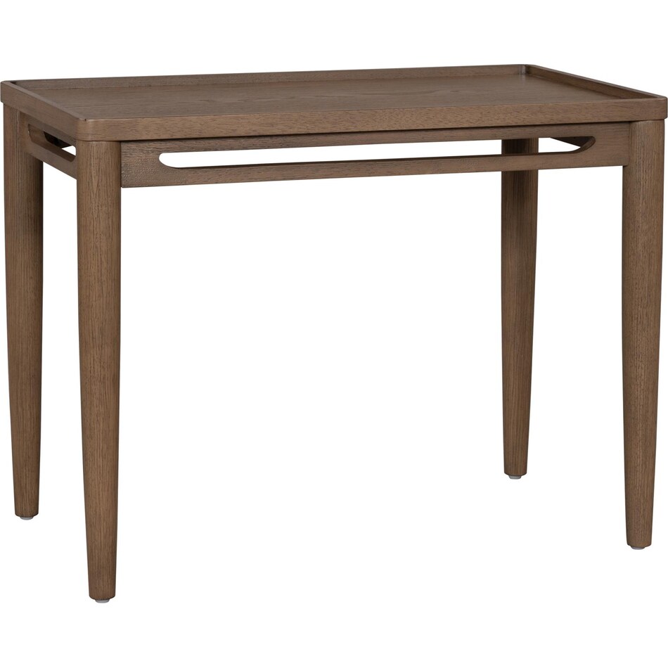 vicente medium brown oak end table   