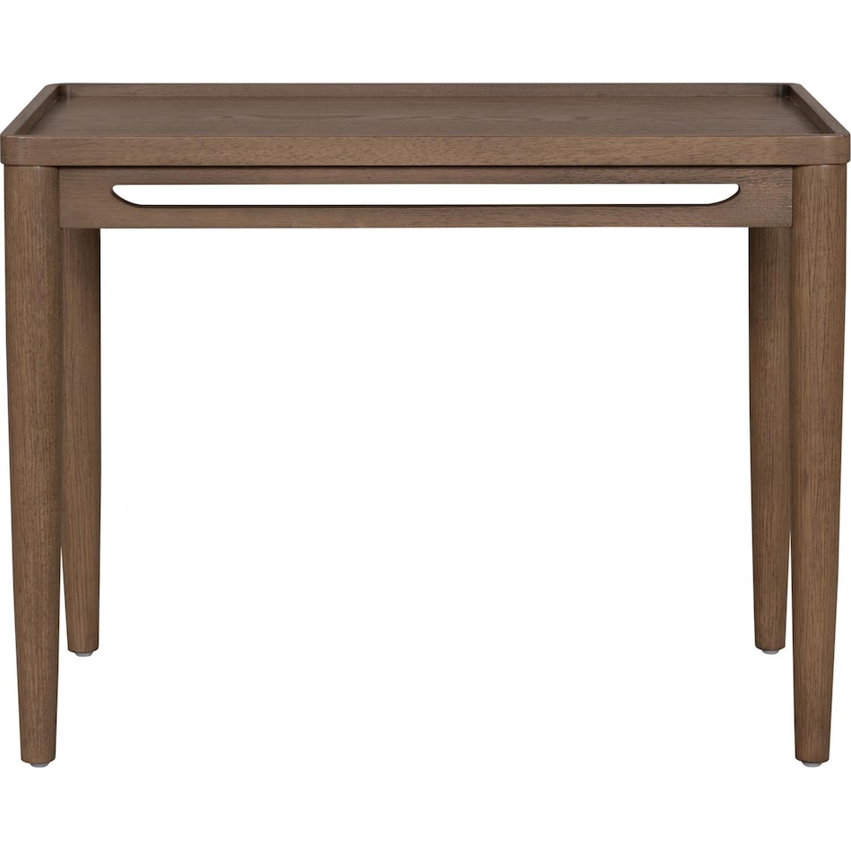 vicente medium brown oak end table   