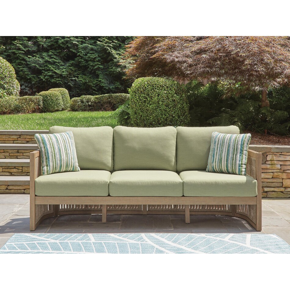 vision lane beige green sofa   