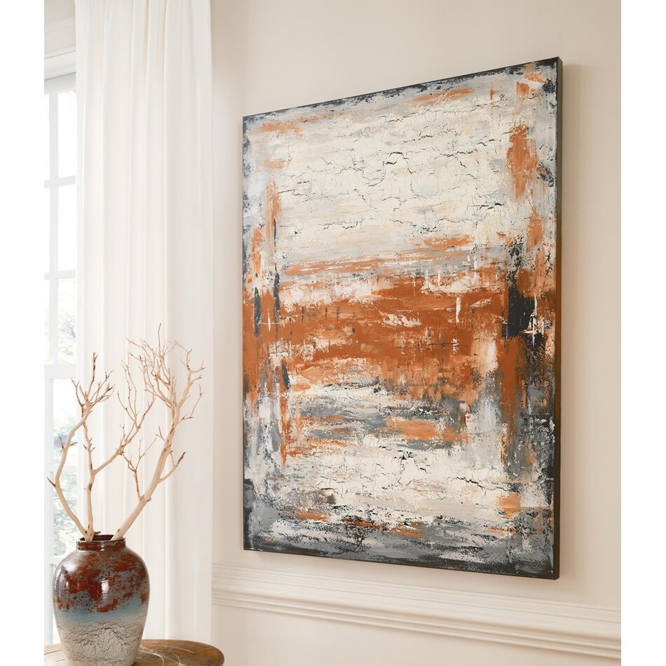 wall art grey white orange large picture   
