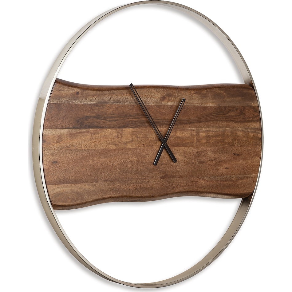 wall decor brown silver finish clock   