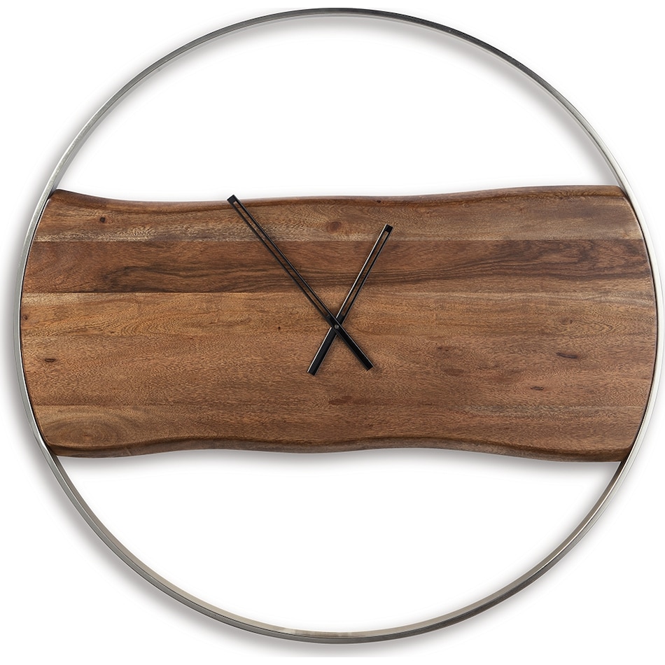 wall decor brown silver finish clock   
