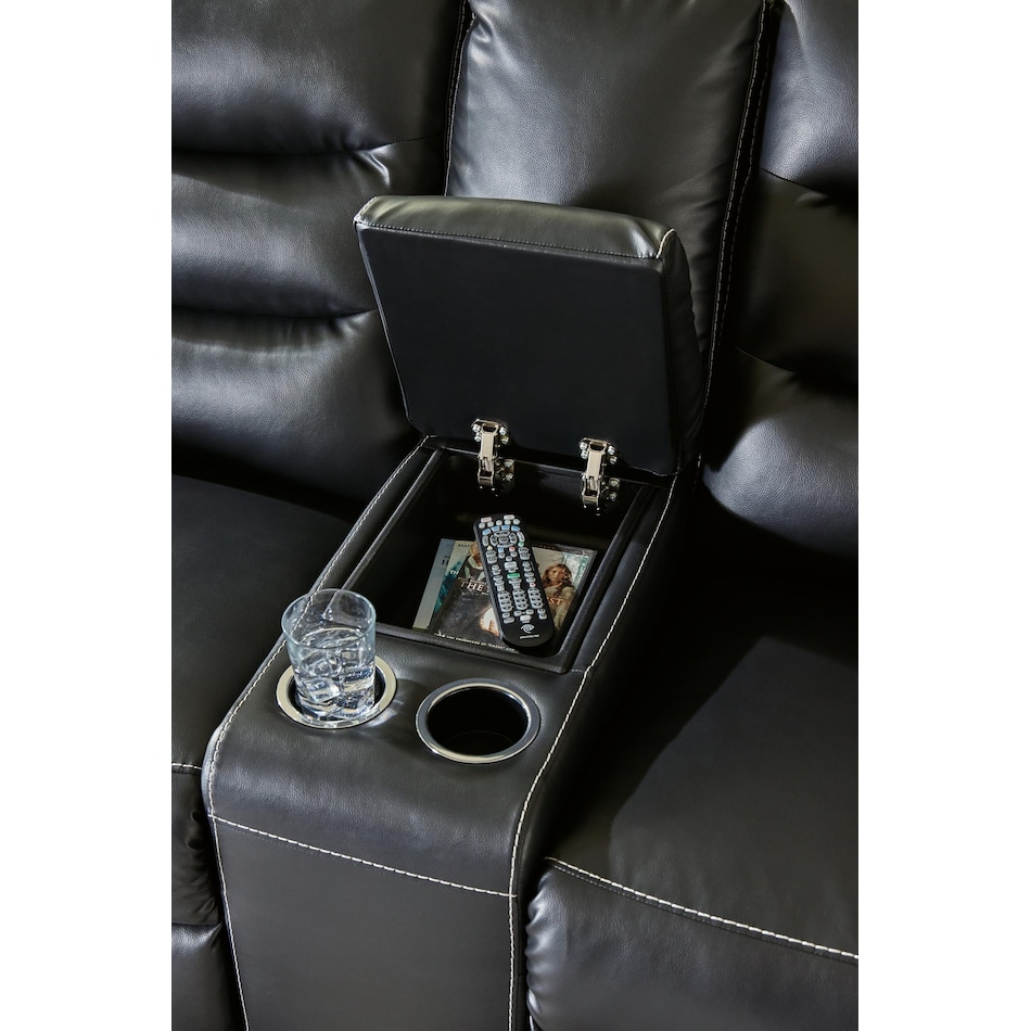 warlin black power reclining console loveseat   