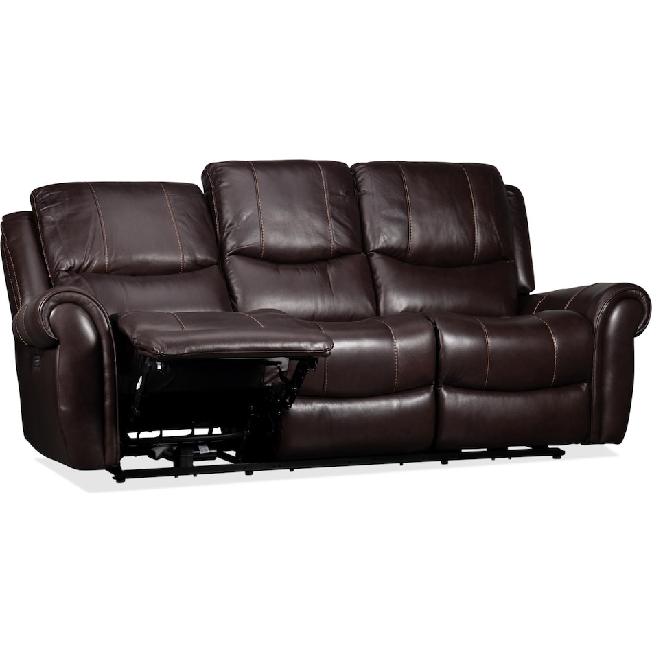 waylon brown power leather reclining sofa   