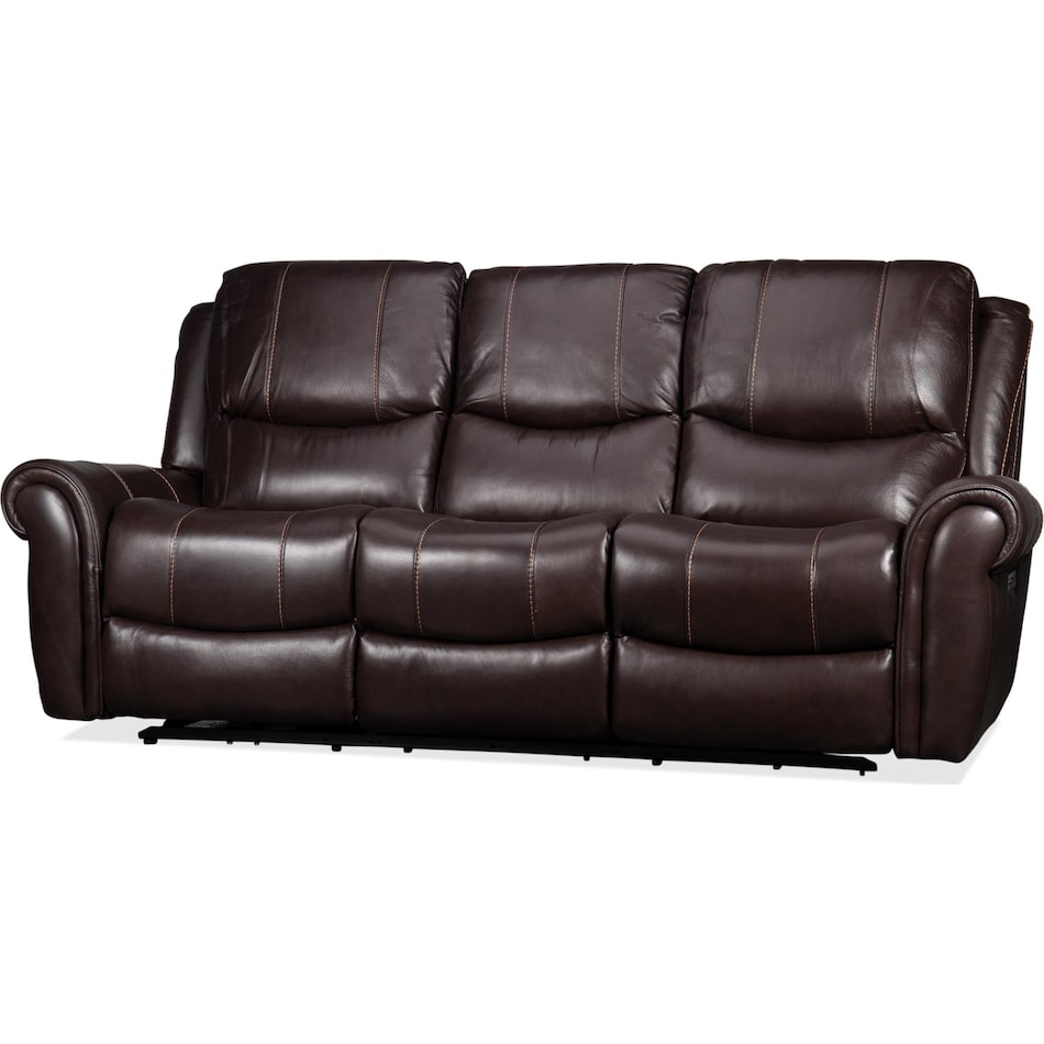 waylon brown power leather reclining sofa   