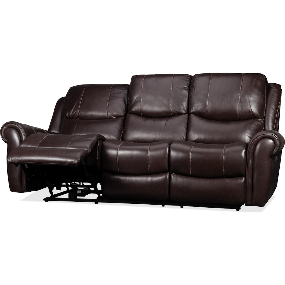 waylon brown power leather reclining sofa   