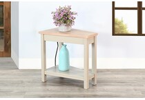 wedge tbl w  power antique white chairside table   