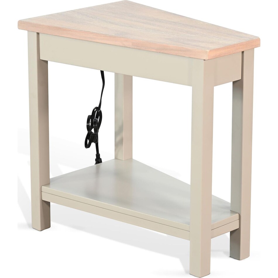 wedge tbl w  power tan chairside table   
