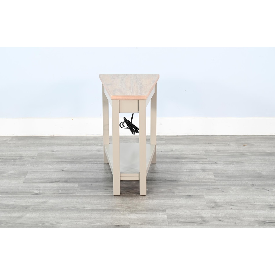 wedge tbl w  power tan chairside table   