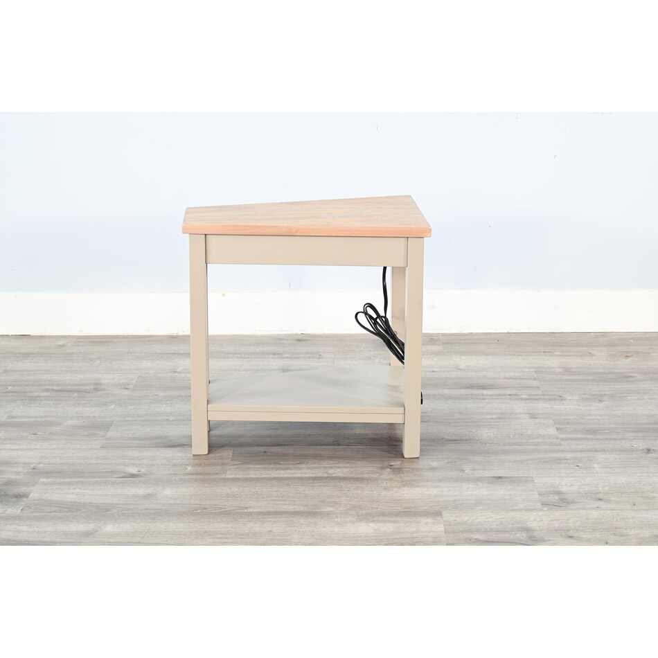 wedge tbl w  power tan chairside table   