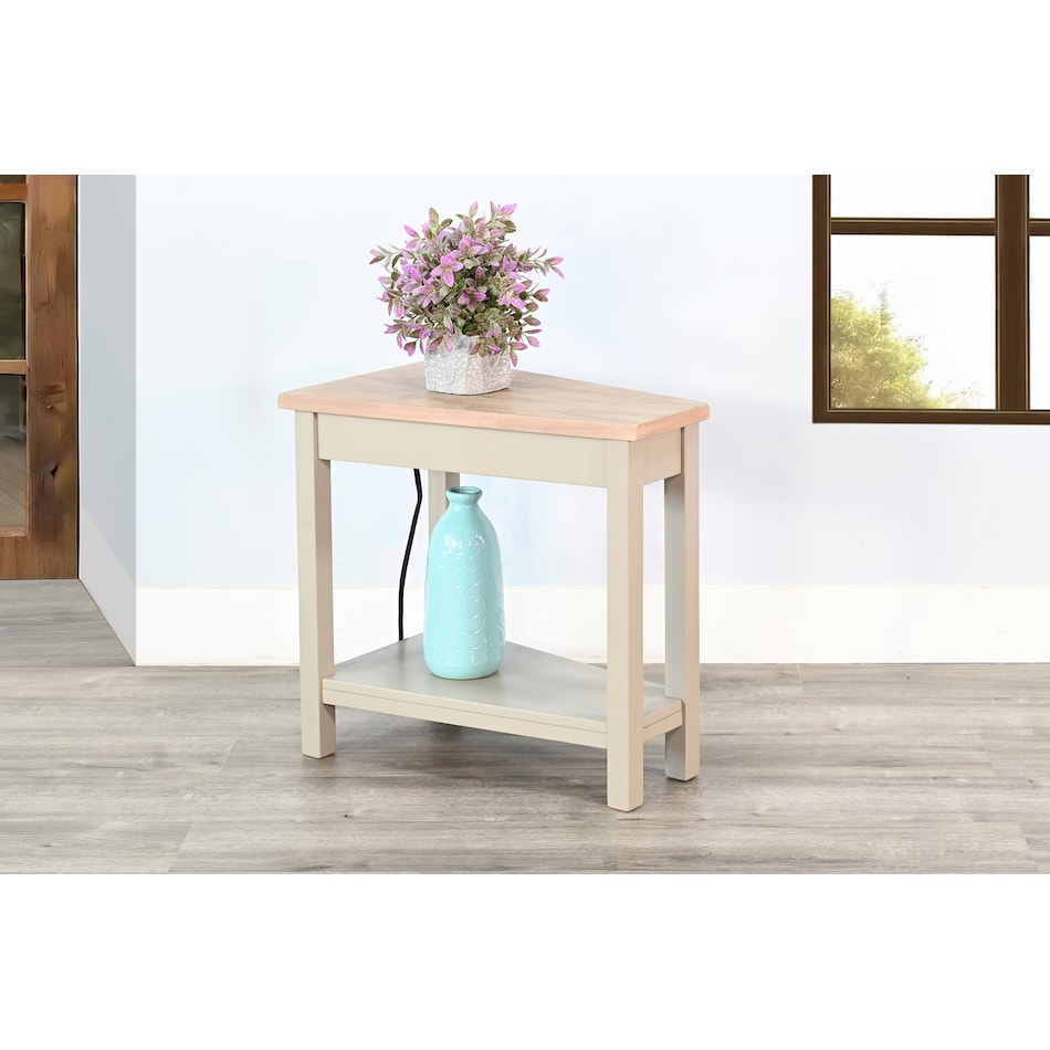 wedge tbl w  power tan chairside table   