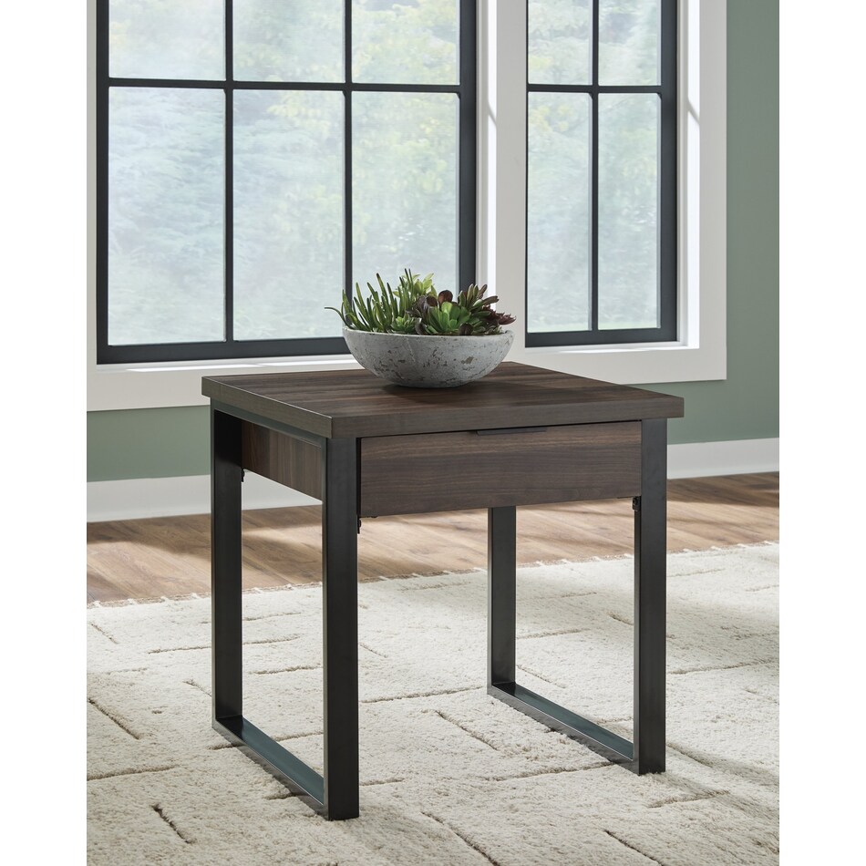 wickman falls dark brown end table   