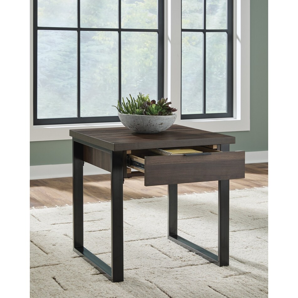 wickman falls dark brown end table   