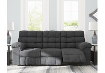 willhurst blue reclining sofa   
