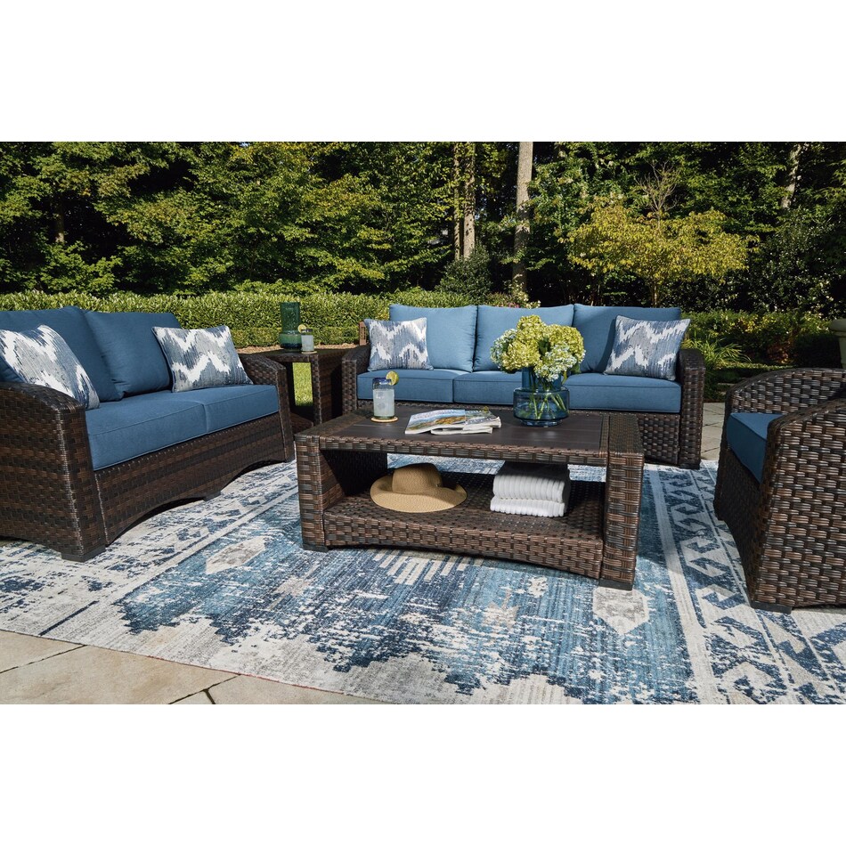 windglow blue loveseat   